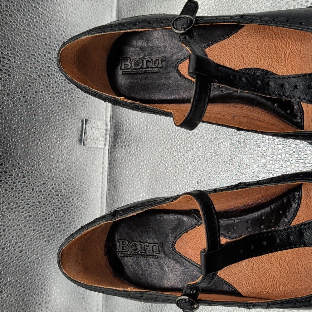 Born Brogue Black T-Strap Women's Shoes - Picture 5 of 6